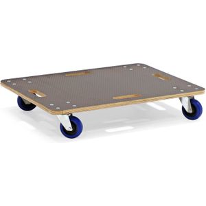 Onderwagen - Rolplateau - Bruin - 4 Zwenkwielen Rubber 100 mm - Laadvermogen 500 kg - Euronorm 800x600 mm