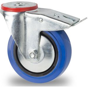 Wiel zwenkwiel met rem Ø 80 mm  - L:80 x B:32 x H:104mm - Zink Laadvermogen (kg): 100.