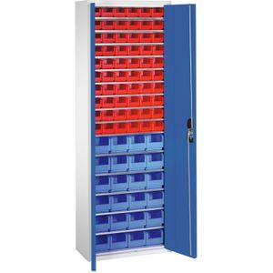 Bakkenkasten met 2 draaideuren en 84 magazijnbakken ,B:700,D:300,H:1980mm