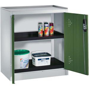 Milieukasten met 1 geperforeerde draaideur en 2 lekbakken ,B:930,D:500,H:1020mm groen