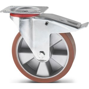 Wiel zwenkwiel met rem Ø 200 mm  - L:200 x B:50 x H:235mm - Zink Laadvermogen (kg): 400.