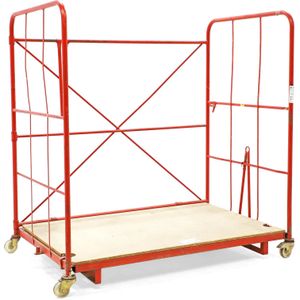 Gebruikte Meubeltransportwagen L-frame nestbaar L:1800,B:1120,H:1800mm rood. 2815ltr