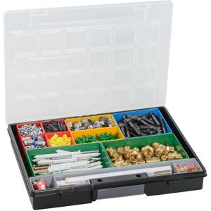 Transportkoffer assortimentskoffer met 10 inzetbakken L:370,B:295,H:55mm zwart