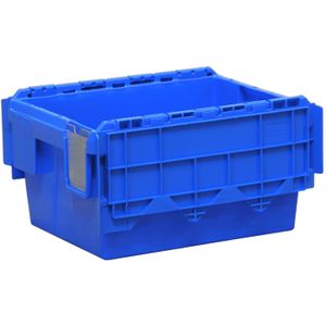Distributiebakken voorzien van 2-delige deksel L:400,B:300,H:220mm blauw. 18ltr Laadvermogen (kg): 20.