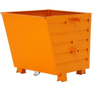 Kiepbak zelfkieper met zeef + aftapkraan  - L:800 x B:600 x H:600mm - Oranje - 250ltr Laadvermogen (kg): 500.