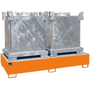 Stalen lekbakken opvangbak voor IBC voor 2x 1000 l IBC L:2650,B:1300,H:435mm oranje