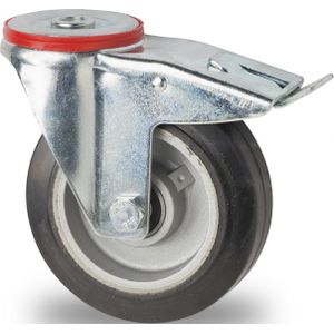 Wiel zwenkwiel met rem Ø 100 mm  - L:100 x B:40 x H:128mm - Zink Laadvermogen (kg): 150.