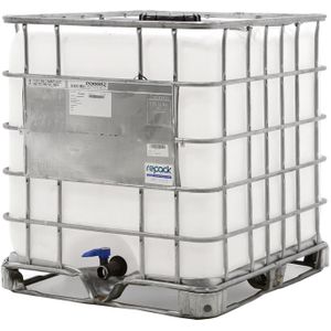 Gebruikte IBC Container vloeistofcontainer 1000 ltr UN-gekeurd L:1200,B:1000,H:1150mm transparant. 1000ltr