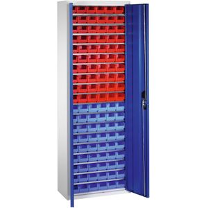 Bakkenkasten met 2 draaideuren en 114 magazijnbakken ,B:700,D:300,H:1980mm