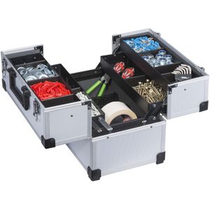 Transportkoffer - Zilverkleurig - Gereedschapskoffer - Met Dubbele Snelsluiting - Aluminium
