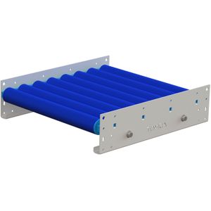 Rollenbaan met kunststof rollen 500 mm met zijgeleiding  L:500,B:468,H:127mm blauw
