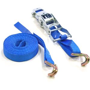 Spanbanden spanband 2-delig met haak L:5000,B:25,H:0mm blauw Laadvermogen (kg): 1500.