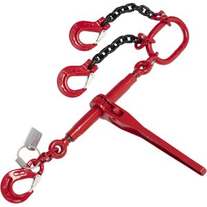 Spanbanden kettingspanner 2-sprong ladingspanner, Ø 8 mm, 8000 kg  L:1000,B:0,H:0mm rood