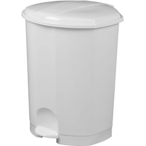 Afvalbak kunststof afvalbak met deksel op pedaalframe L:360,B:350,H:470mm wit. 30ltr