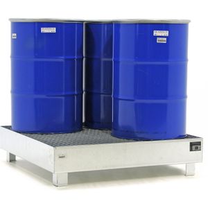 Stalen lekbakken opvangbak voor 1-4 200 l vaten  - L:1200 x B:1200 x H:290mm - Zink