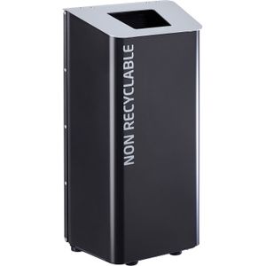 Afvalbak metalen afvalbak deksel met inwerpopening L:465,B:325,H:930mm zwart. 100ltr