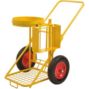 Schoonmaakkarren bezemwagen op wielen  - L:1200 x B:820 x H:1070mm - Geel Laadvermogen (kg): 150.
