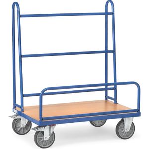 Platenrollers platenwagen enkelzijdig  - L:1070 x B:610 x H:1320mm - Blauw Laadvermogen (kg): 600.