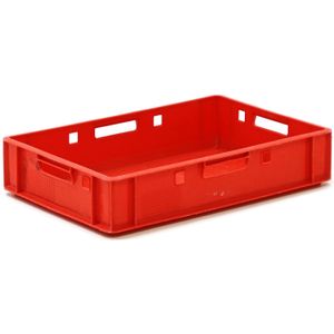 Gebruikte Vleeskratten E1 vleeskrat met open handgrepen  - L:600 x B:400 x H:125mm - Rood - 25ltr Laadvermogen (kg): 20.