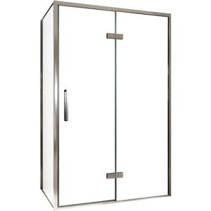 Balmani Senses Design douchecabine met rechtse draaideur en vaste zijwand, 120 x 100 cm, Helder glas, Chroom profielen
