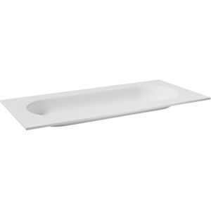 Balmani Tablo Oval enkele wastafel voor 2 kraangaten mat witte Solid Surface 120 x 55 cm