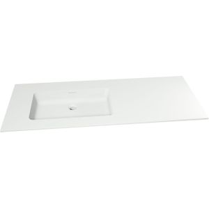 Storke Mata asymmetrisch linkse wastafel matte solid surface 130 x 52 cm combinatie kast 45 cm