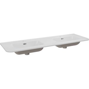 Storke Kera Soft dubbele wastafel glanzend witte porselein 140 x 46 cm