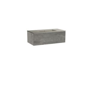 Storke Edge zwevend badmeubel 105 x 52 cm beton donkergrijs met Diva enkele wastafel in mat zijdegrijze top solid