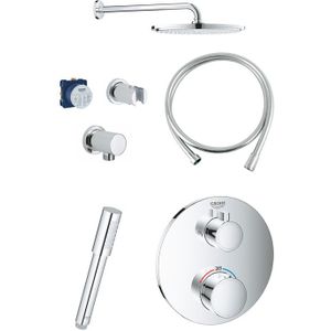 Grohe Grohtherm thermostatische inbouw regendoucheset met ronde regendouchekop 31 cm glanzend chroom