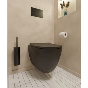 Luca Varess Vinto hangend toilet mat zwart open spoelrand met dunne wc-bril, inclusief isolatieset