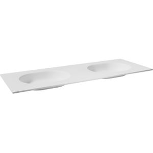 Balmani Tablo Oval dubbele wastafel mat witte Solid Surface 150 x 55 cm
