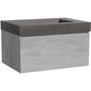 Storke Edge zwevend badmeubel 75 x 52 cm beton donkergrijs met Scuro High enkele wastafel in kwarts mat zwart