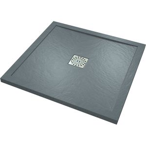 Linie Lido douchebak 90 x 90 cm composietmarmer donkergrijs leisteenstructuur