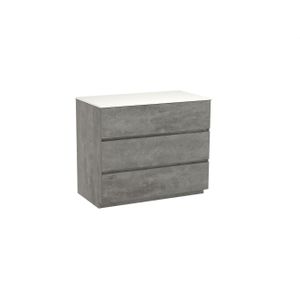 Storke Edge staand badmeubel 95 x 52 cm beton donkergrijs met Tavola enkel wastafelblad in solid surface
