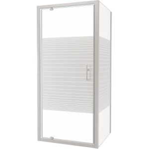 SanyOne Anton douchecabine met draaideur en vaste zijwand, 90 x 80 cm, gestreept glas, witte profielen