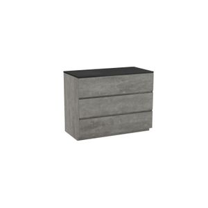 Storke Edge staand badmeubel 105 x 52 cm beton donkergrijs met Panton enkel wastafelblad in gepoedercoate mdf mat zwart