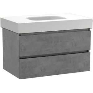 Balmani Lucida meubelset donkergrijs beton met Arcato wastafel 90x55cm zwevend