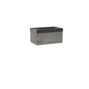 Storke Edge zwevend badmeubel 85 x 52 cm beton donkergrijs met Scuro High enkele wastafel in kwarts