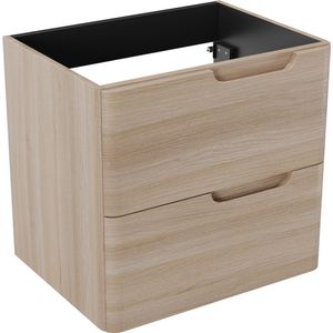 Linie Curvo zwevende wastafelonderkast 60 x 46 cm licht eiken 2 lades