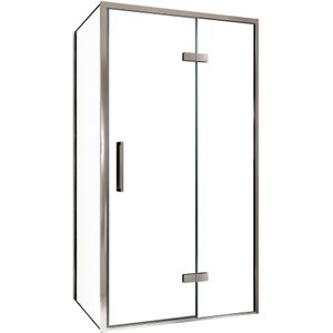 Balmani Senses Design douchecabine met rechtse draaideur en vaste zijwand, 100 x 90 cm, Helder glas, Chroom profielen