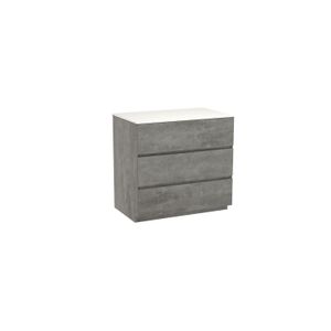 Storke Edge staand badmeubel 85 x 52 cm beton donkergrijs met Tavola enkel wastafelblad in solid surface