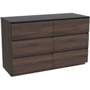 Storke Edge staand badmeubel 130 x 52 cm notenhout met Panton enkel of dubbel wastafelblad in gepoedercoate mdf mat zwart