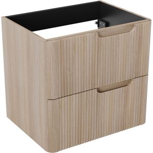 Linie Curvo zwevende wastafelonderkast 60 x 46 cm licht eiken 2 lades vert. sym. Groef