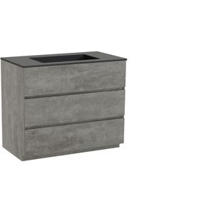 Storke Edge staand badmeubel 95 x 52 cm beton donkergrijs met Scuro enkele wastafel in kwarts