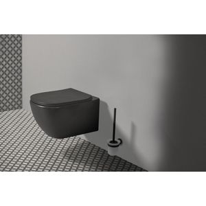 Ideal Standard Tesi hangend toilet mat zwart randloos, inclusief isolatieset