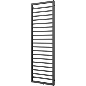 Vipera Listona enkele handdoekradiator 180 x 50 cm zowel elektrisch als cv mogelijk mat zwart zij- en middenaansluiting 911W