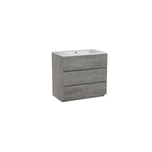 Storke Edge staand badmeubel 85 x 52 cm beton donkergrijs met Diva enkele wastafel in composietmarmer