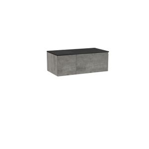 Storke Edge zwevend badmeubel 100 x 52 cm beton donkergrijs met Panton enkel wastafelblad in mat zwarte gepoedercoate mdf