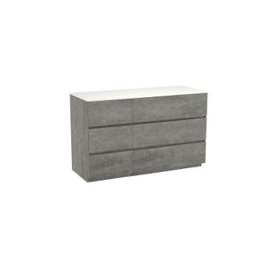 Storke Edge staand badmeubel 130 x 52 cm beton donkergrijs met Tavola enkel of dubbel wastafelblad in solid surface