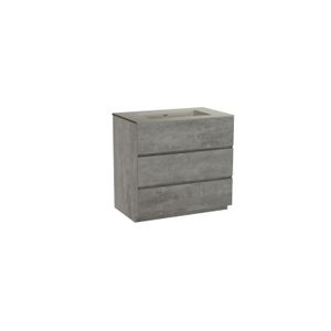 Storke Edge staand badmeubel 85 x 52 cm beton donkergrijs met Diva enkele wastafel in mat zijdegrijze top solid